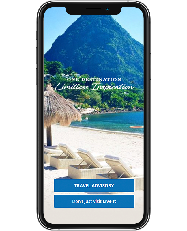 Iphone with the St. Lucia website pulled up