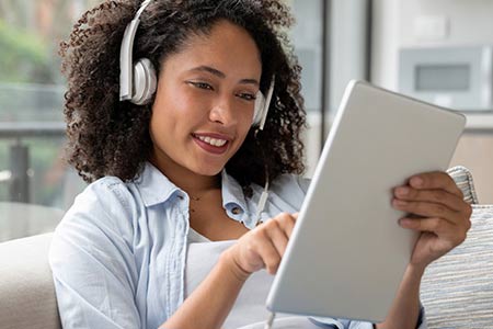 woman listening to music