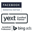 Facebook Marketing Partners, Yext certified partner, and Bing Accredited Professionals